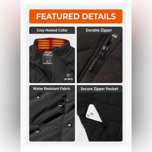 ororo Women’s heated vest. Never worn. Battery brand new. - Picture 7 of 9